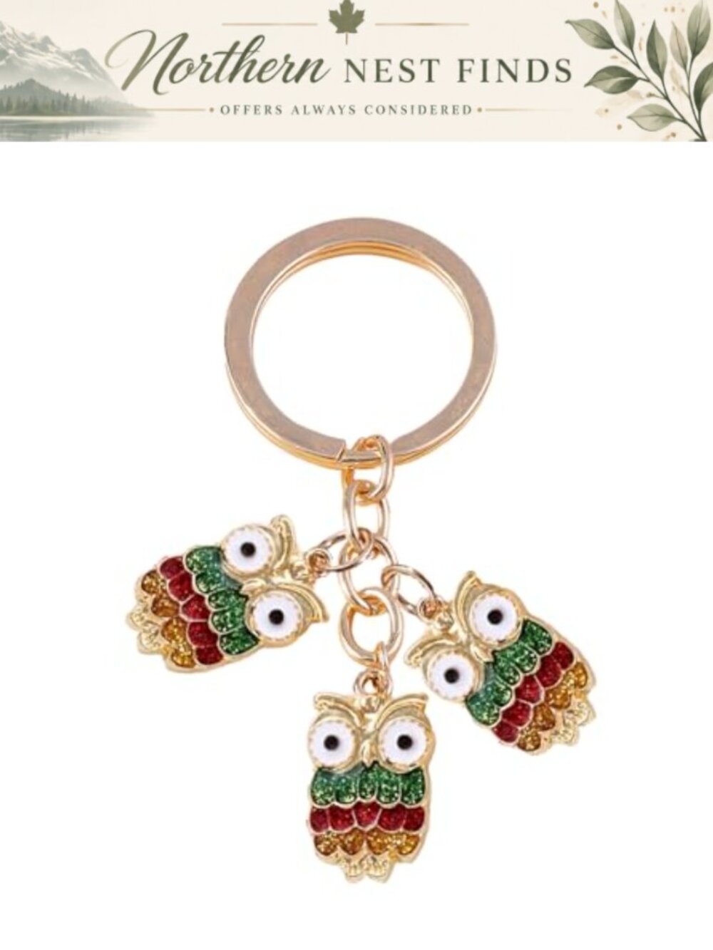 Owl Keychain Purse Charm Zinc Alloy Bag Accessory